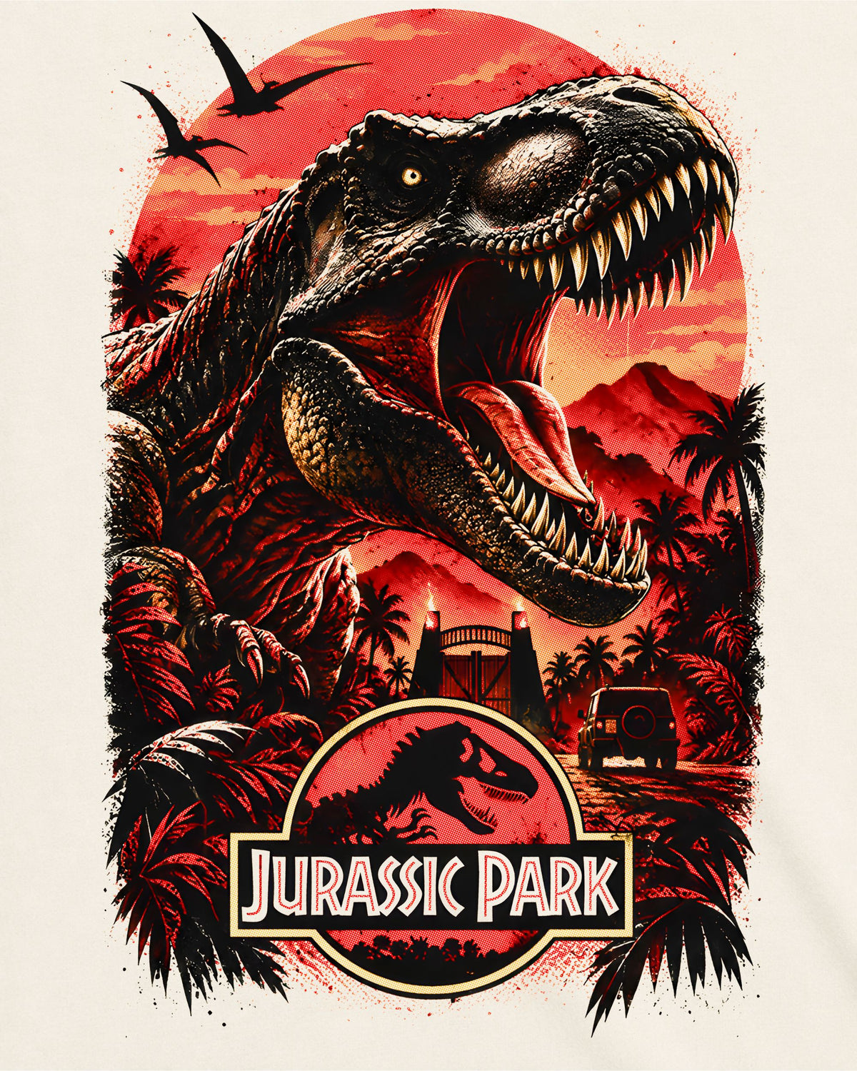 Camiseta Off-White Jurassic Park – T-Rex Roaring Moon Graphic