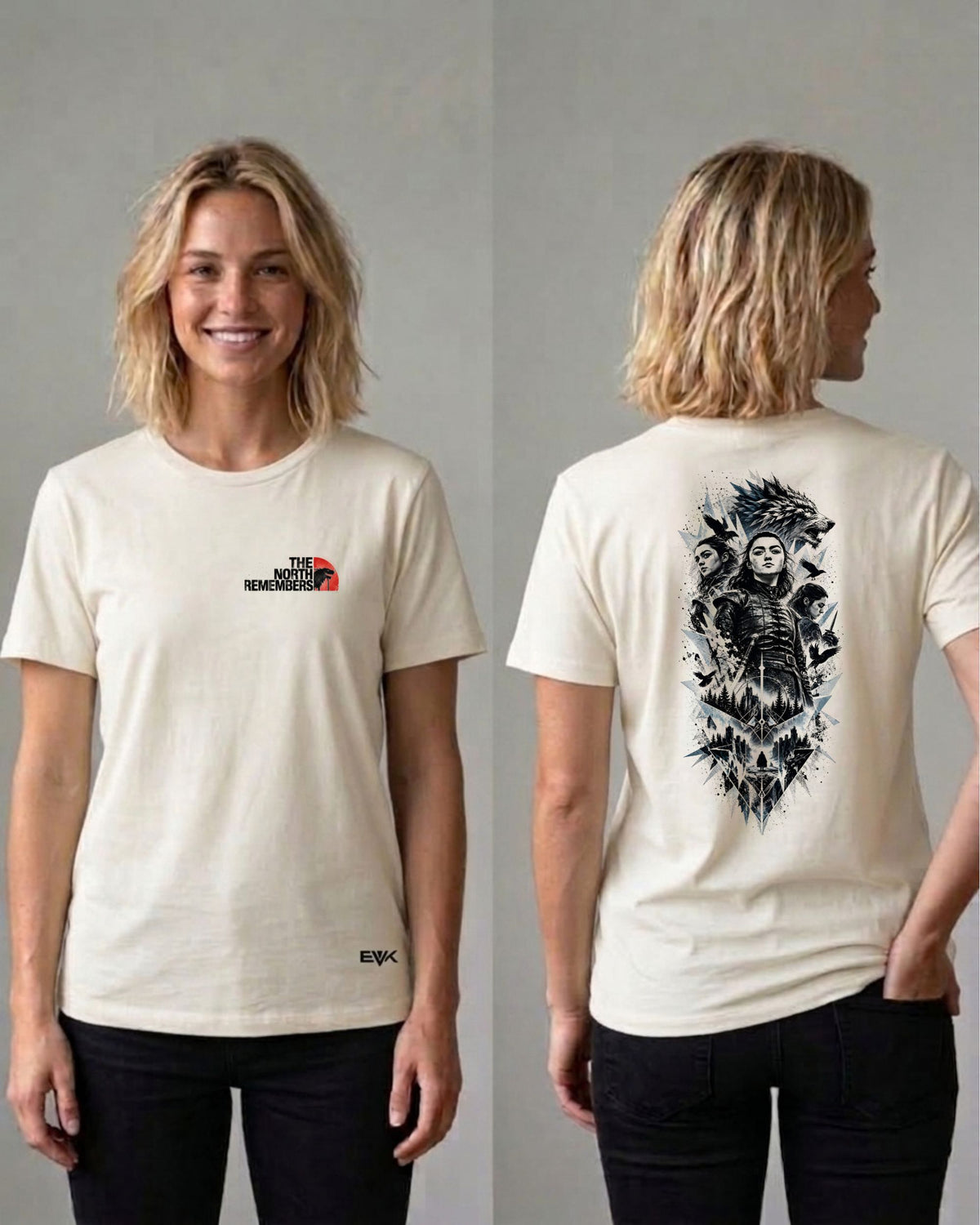 Camiseta Frente e Costas Off-White Game of Thrones – The North Remembers