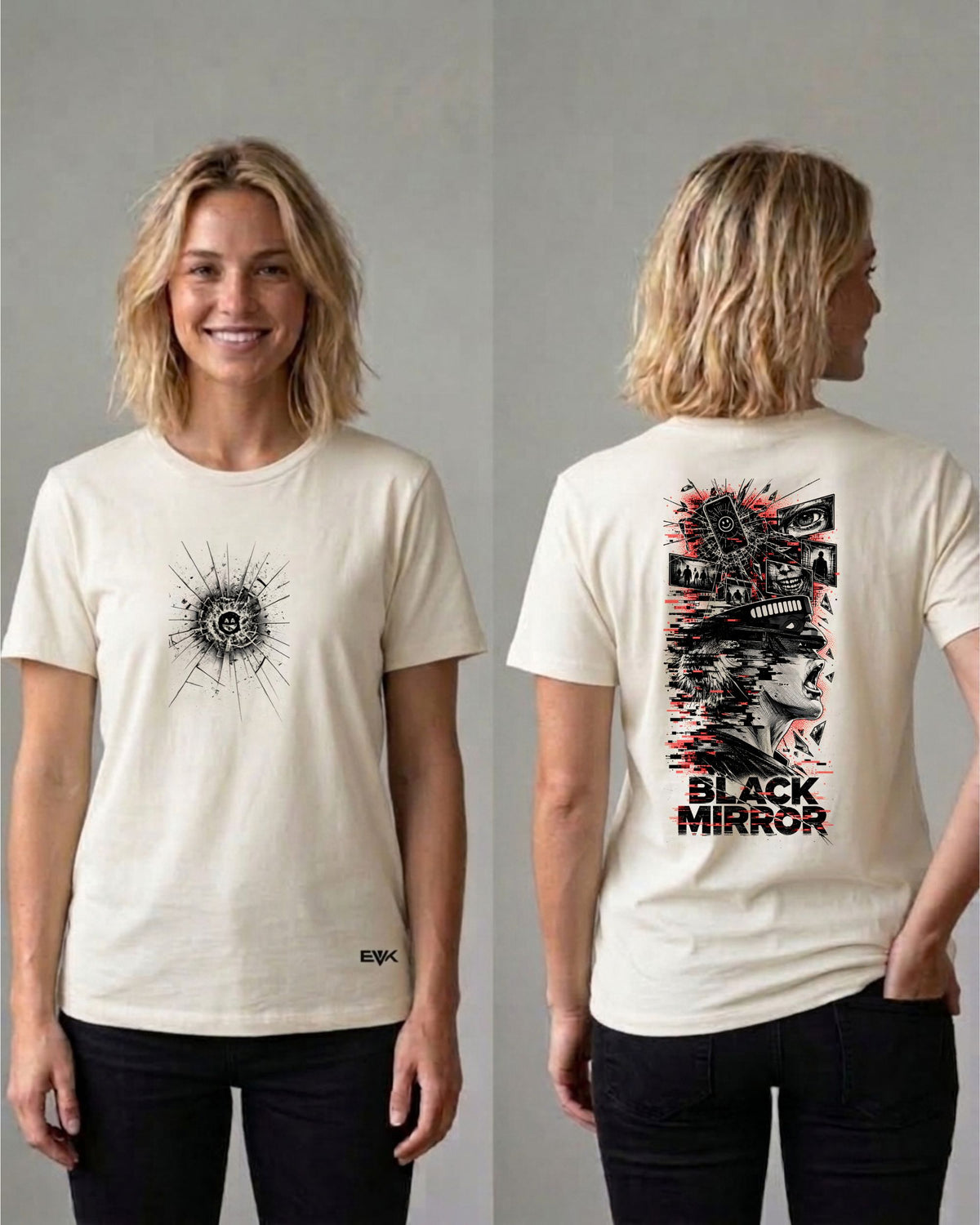 Camiseta Frente e Costas Off-White Black Mirror – Playtest Virtual Reality Tee
