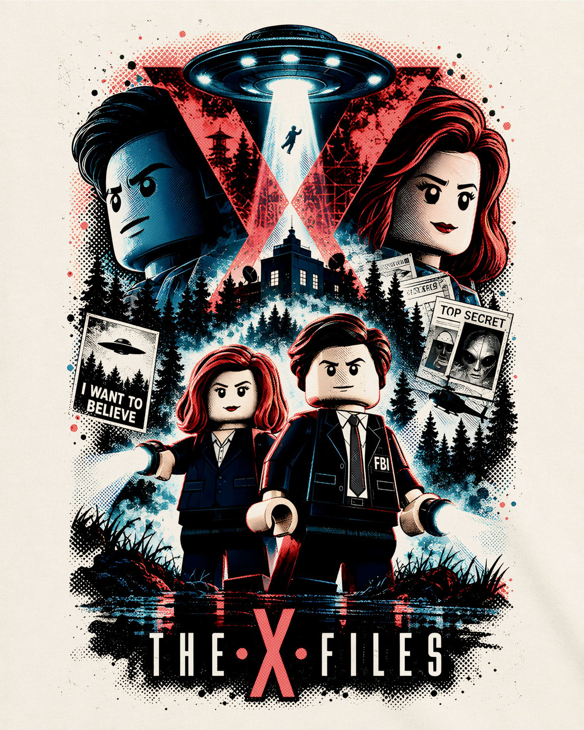 Camiseta Off-White Arquivo X – LEGO X-Files Parody Art