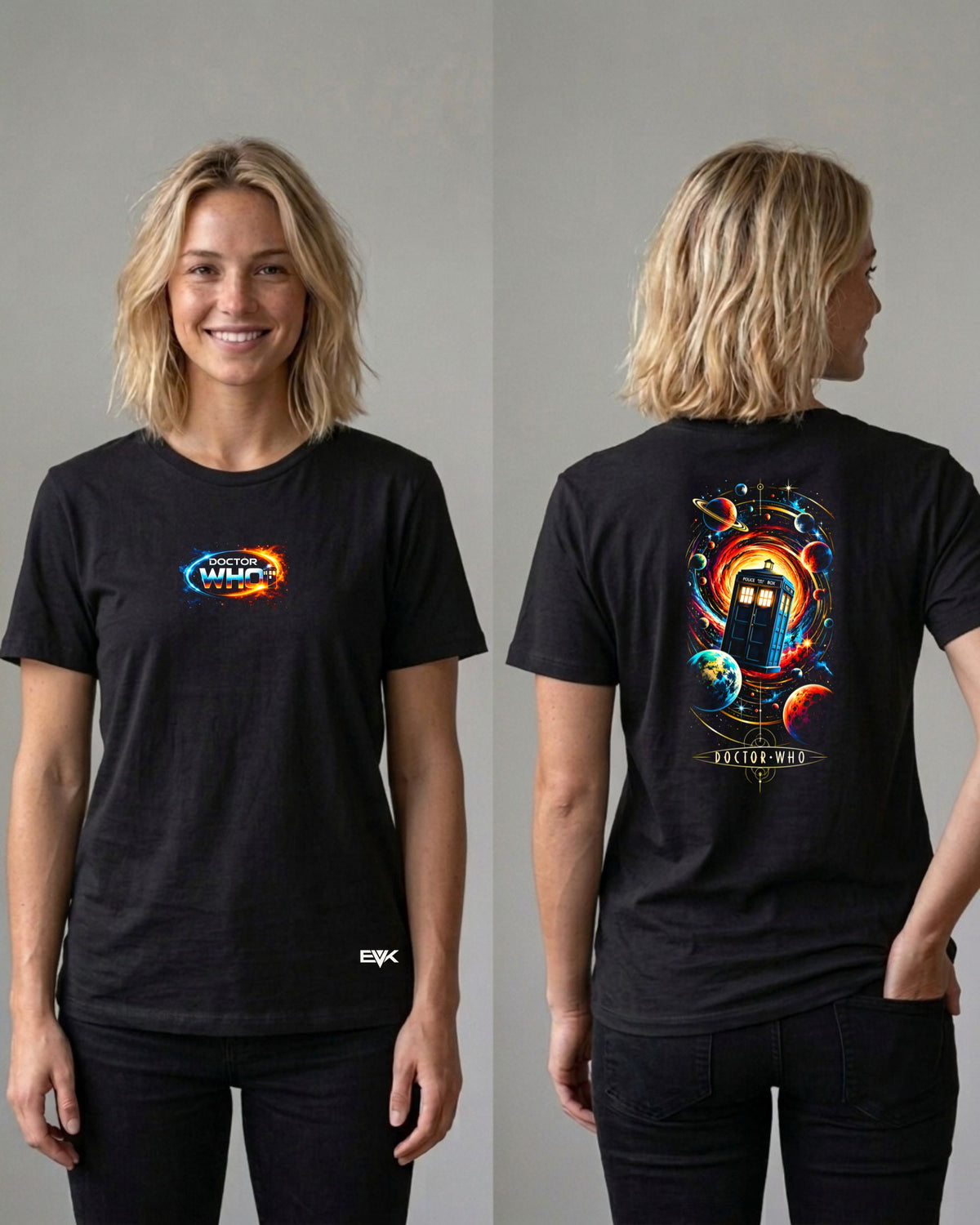 Camiseta Frente e Costas Doctor Who – Space and Time Vortex