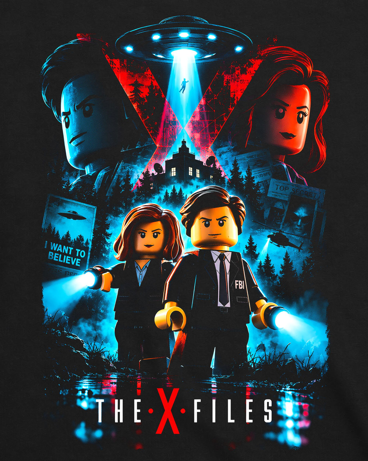 Camiseta Arquivo X – LEGO X-Files Parody Art
