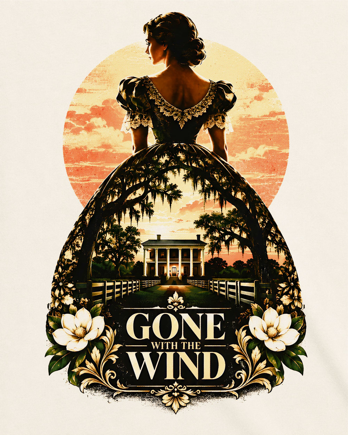 Camiseta Off-White E o Vento Levou – Tara's Sunset