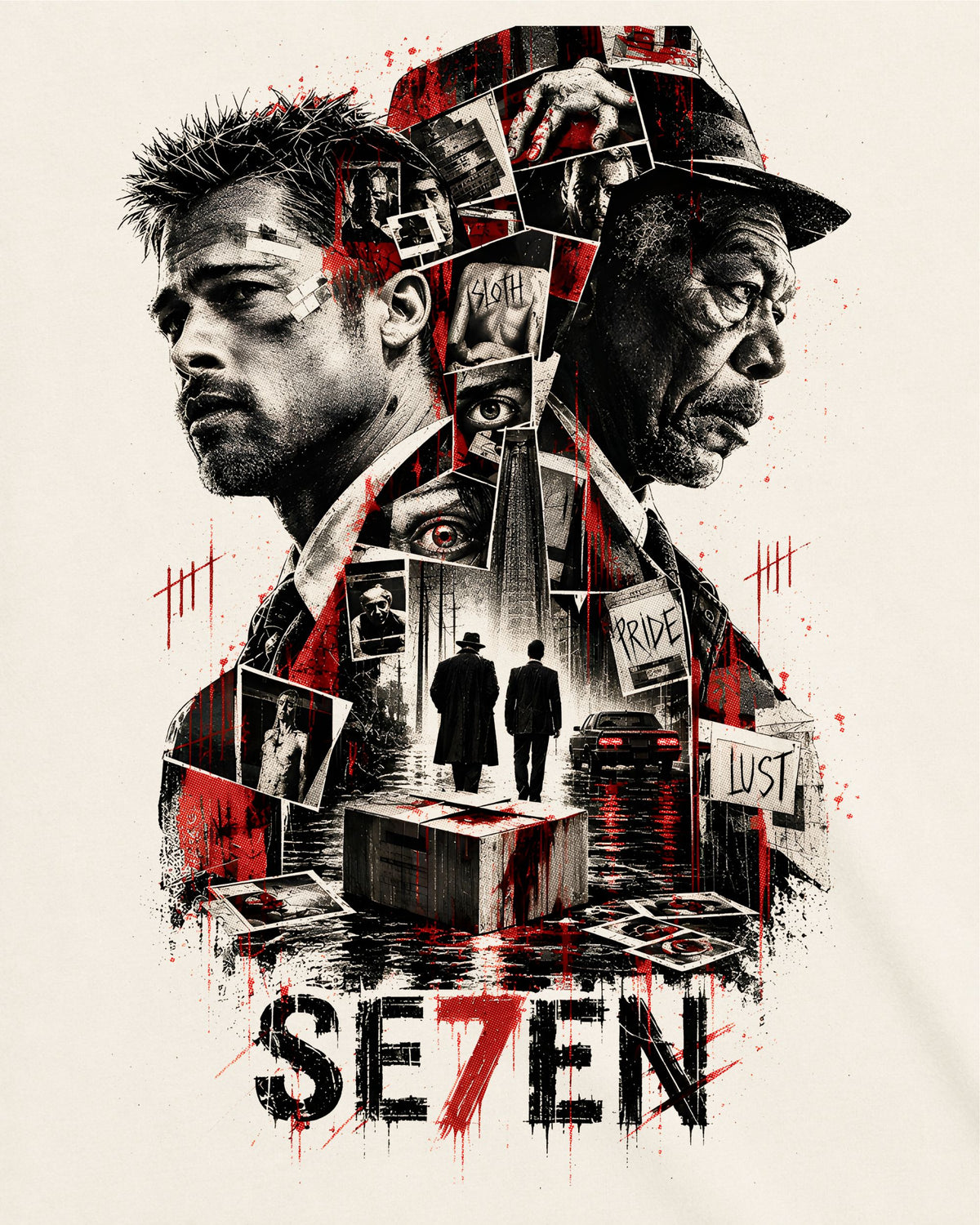 Camiseta Off-White Se7en – Mills & Somerset Character Collage