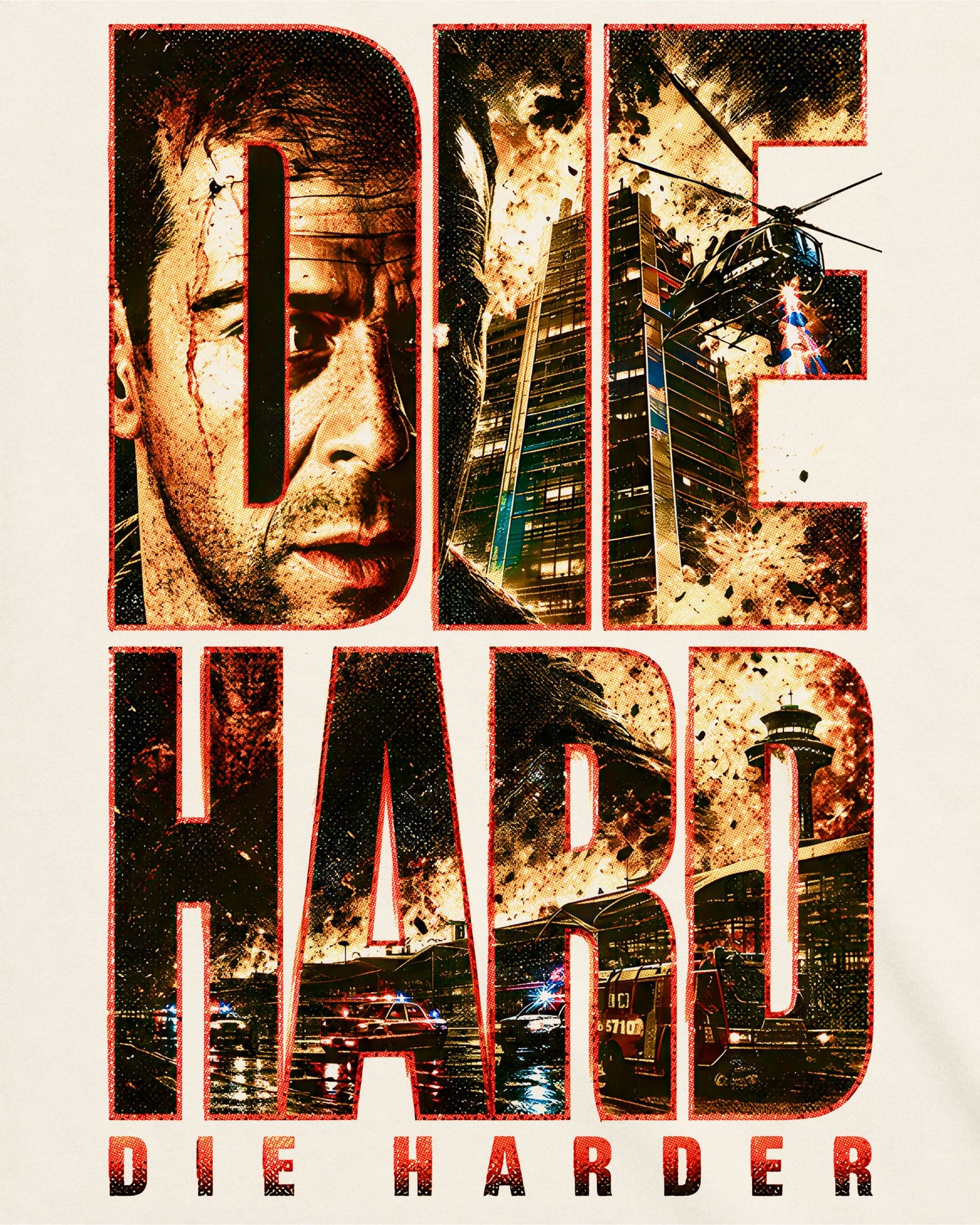 Camiseta Off-White Duro de Matar – Die Harder Collage