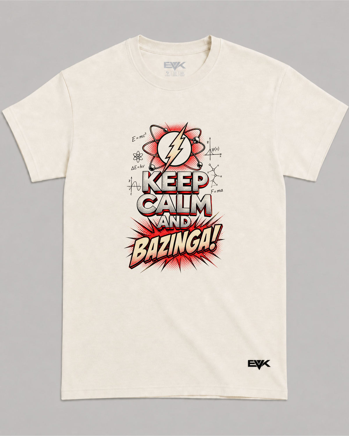 Camiseta Off-White The Big Bang Theory – Keep Calm and BAZINGA!