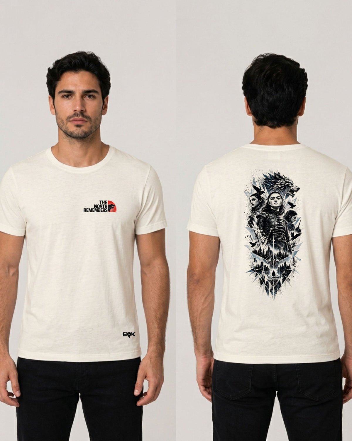 Camiseta Frente e Costas Off-White Game of Thrones – The North Remembers