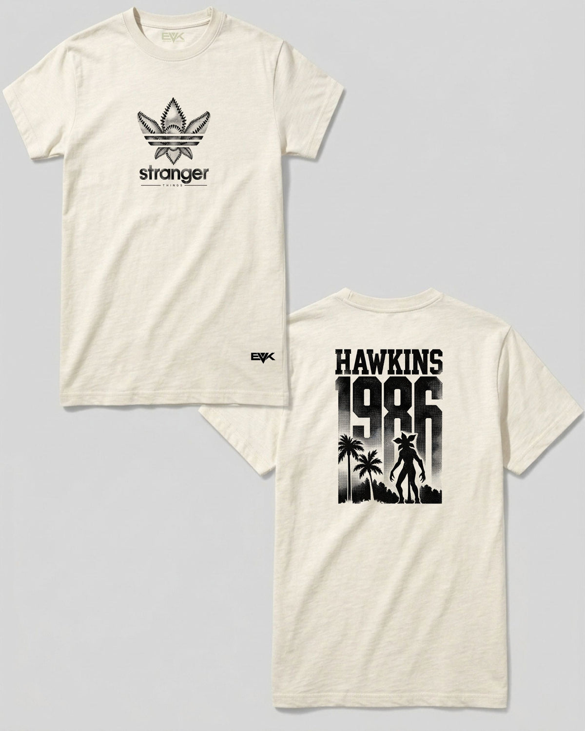 Camiseta Frente e Costas Off-White Stranger Things – Hawkins 1986