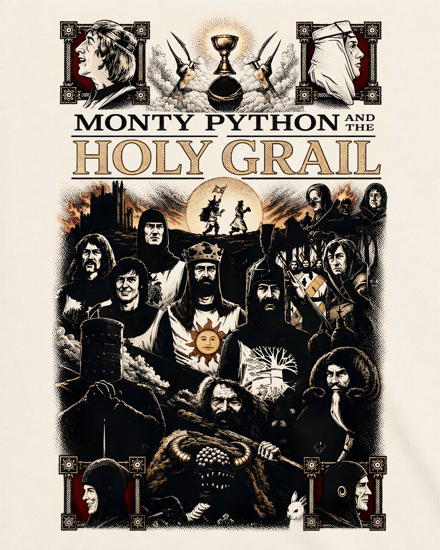 Camiseta Off-White Monty Python em Busca do Cálice Sagrado – Camelot Chronicles