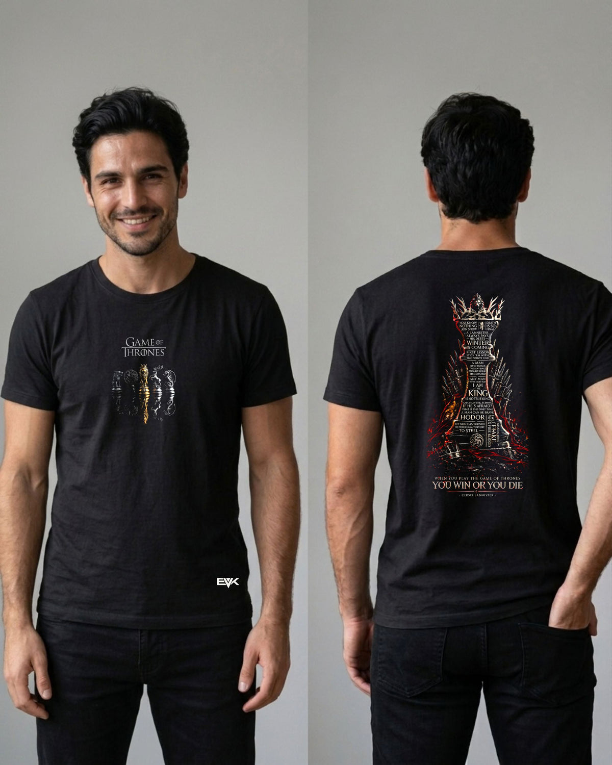 Camiseta Frente e Costas Game of Thrones – You Win or You Die
