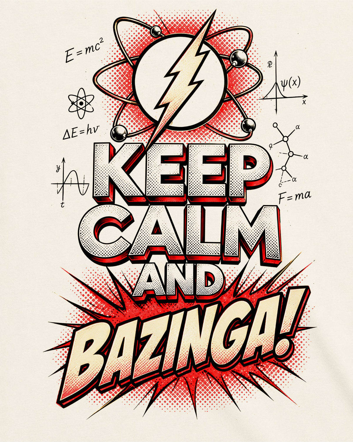 Camiseta Off-White The Big Bang Theory – Keep Calm and BAZINGA!
