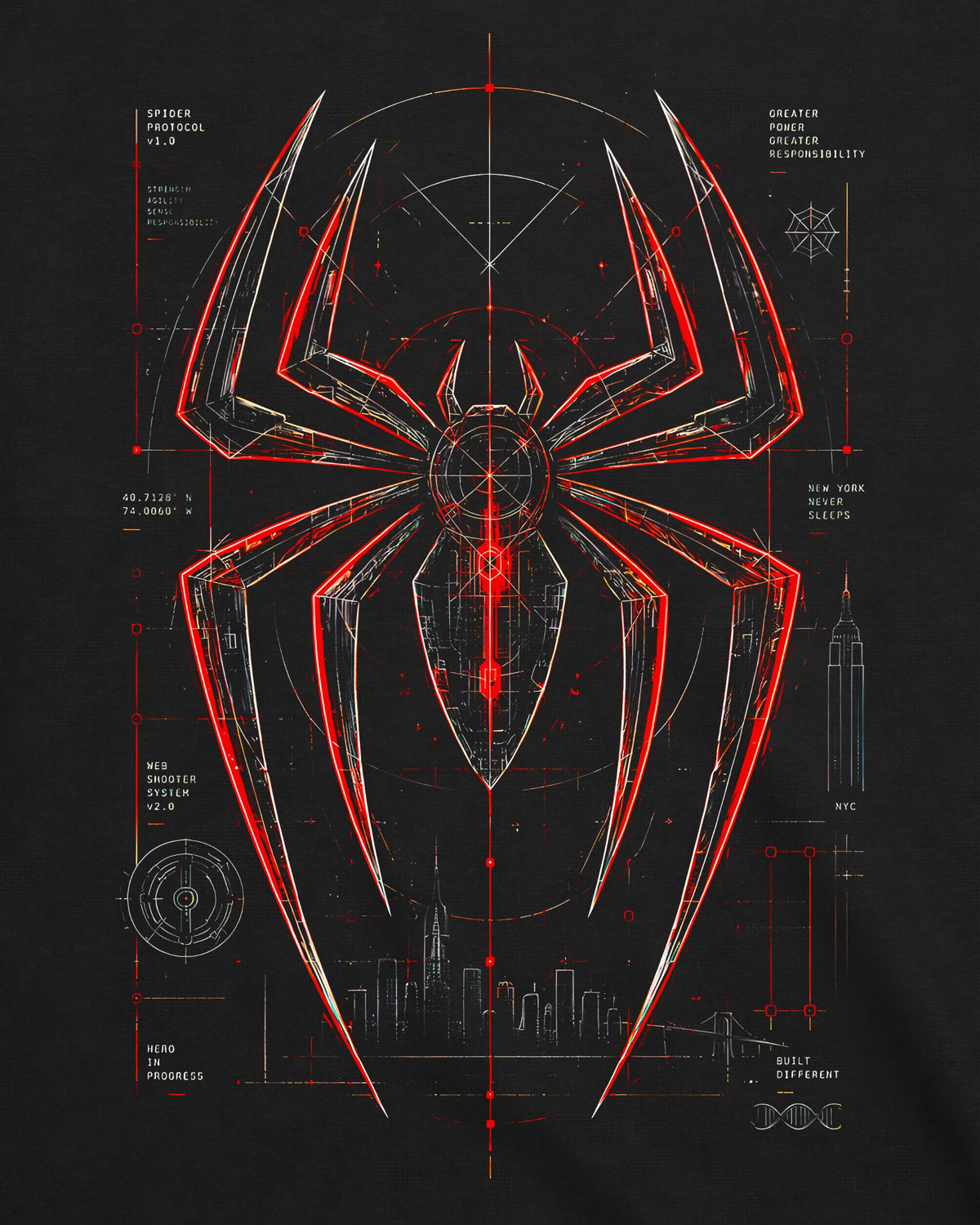 Camiseta Homem-Aranha – Spider Protocol Blueprint