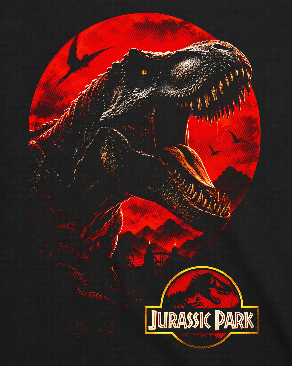 Camiseta Jurassic Park – T-Rex Roaring Moon Graphic