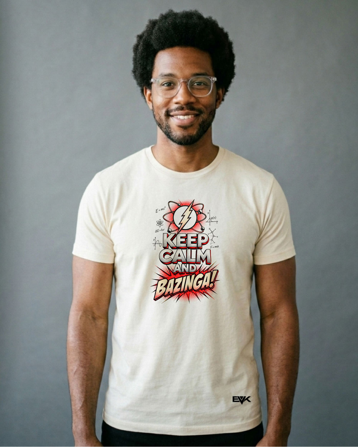 Camiseta Off-White The Big Bang Theory – Keep Calm and BAZINGA!