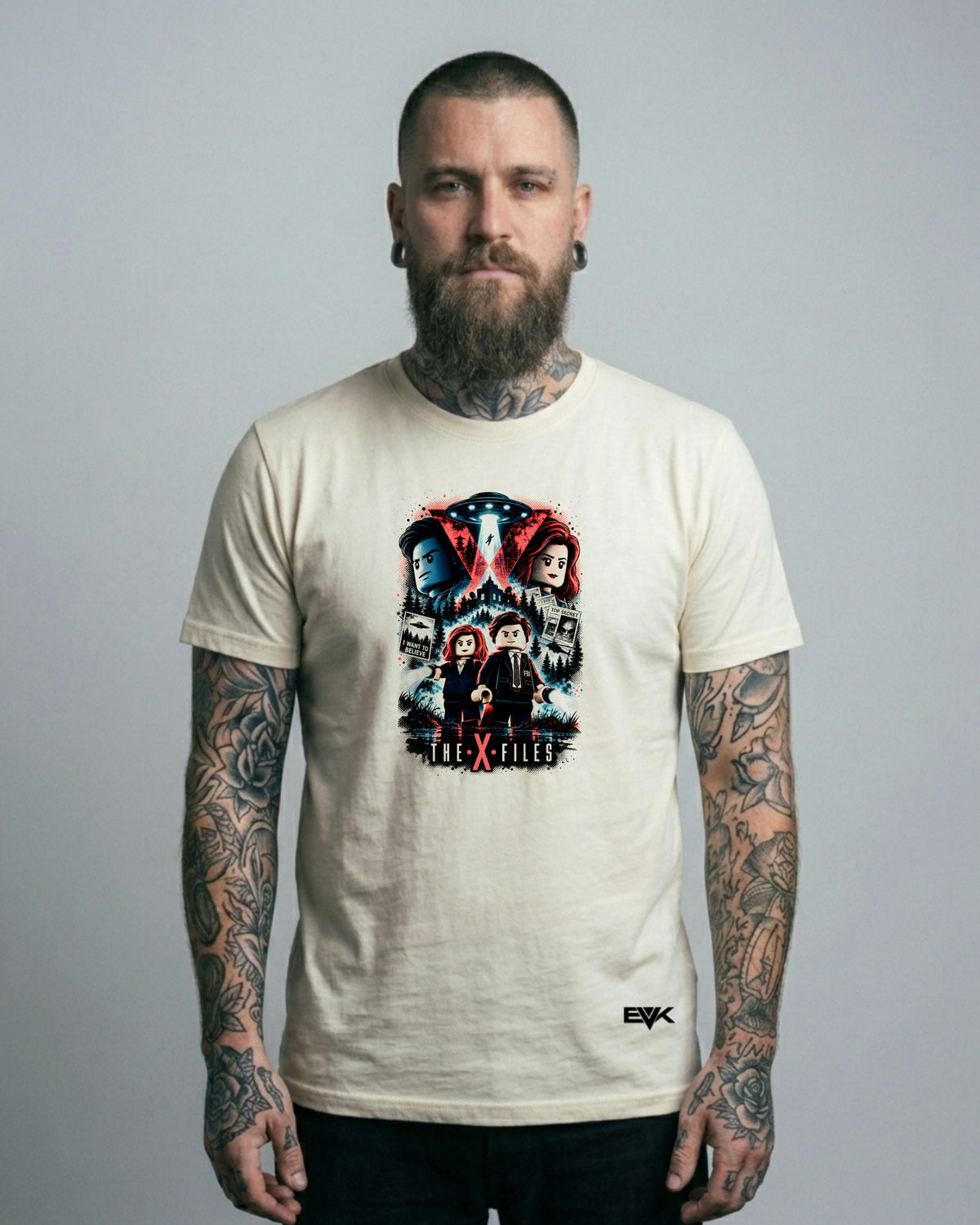 Camiseta Off-White Arquivo X – LEGO X-Files Parody Art