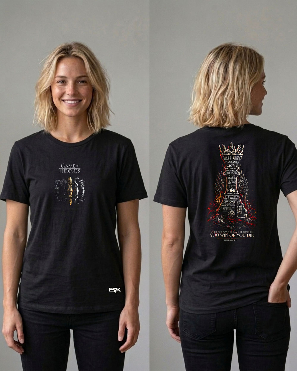Camiseta Frente e Costas Game of Thrones – You Win or You Die