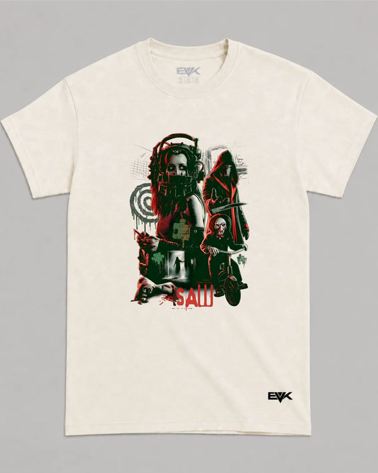 Camiseta Off-White Jogos Mortais – SAW Jigsaw Graphic Tee