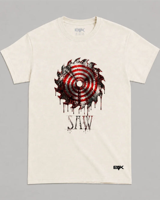 Camiseta Off-White Jogos Mortais – SAW Grunge Sawblade