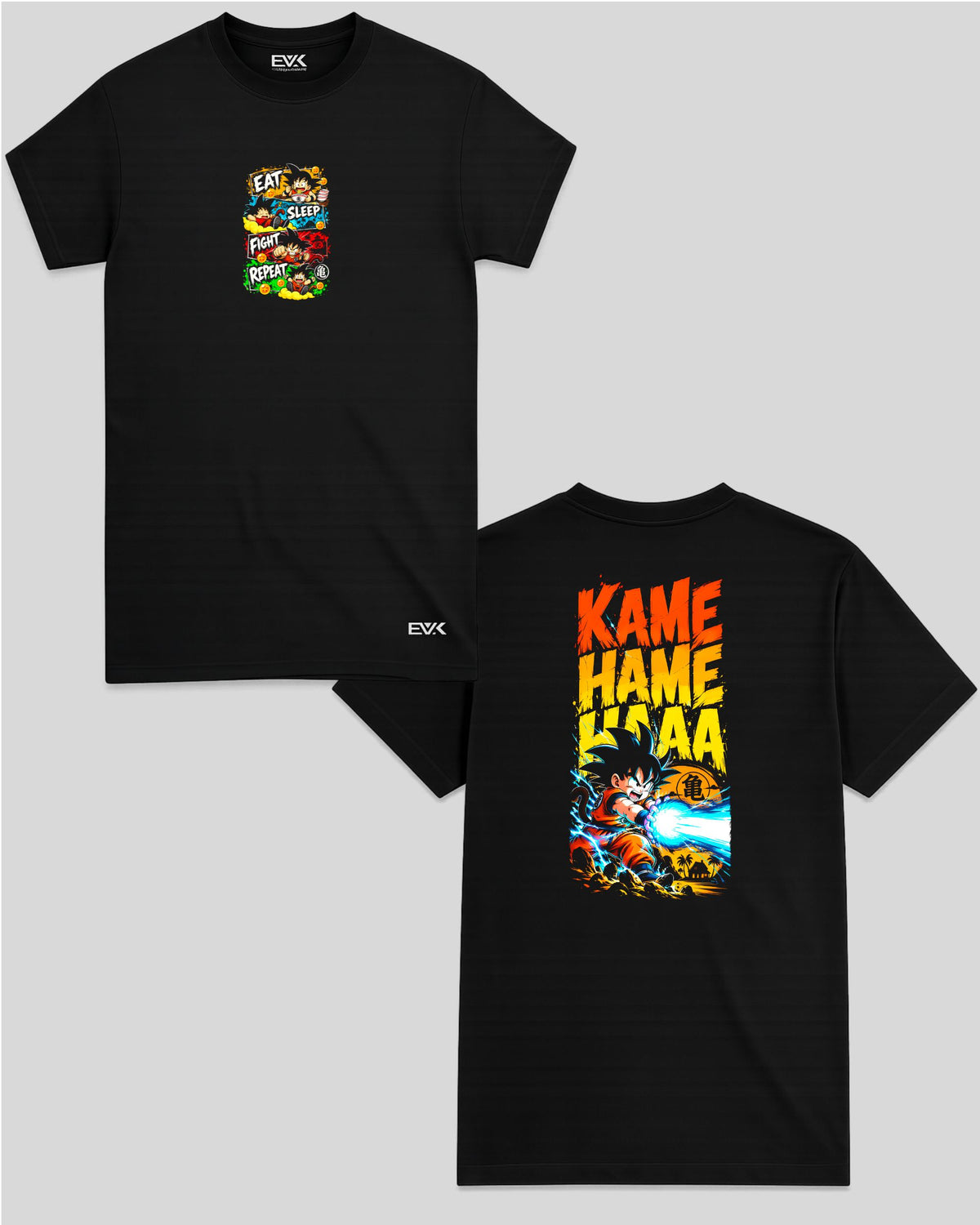 Camiseta Frente e Costas Dragon Ball – Eat, Sleep, Fight, Repeat