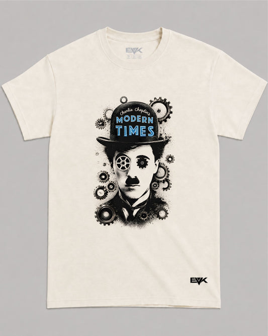 Camiseta Off-White Tempos Modernos – Electric Chaplin